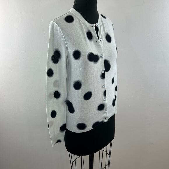 Marc By Marc Jacobs Black White Top Cotton Polka Dots Button-Up Cardigan Small S - Picture 4 of 10